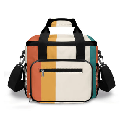 Mid Century Modern Minimalist Candy Corn Striped Retro Insulated Cooler Picnic Bag - Mid Century Modern Gal