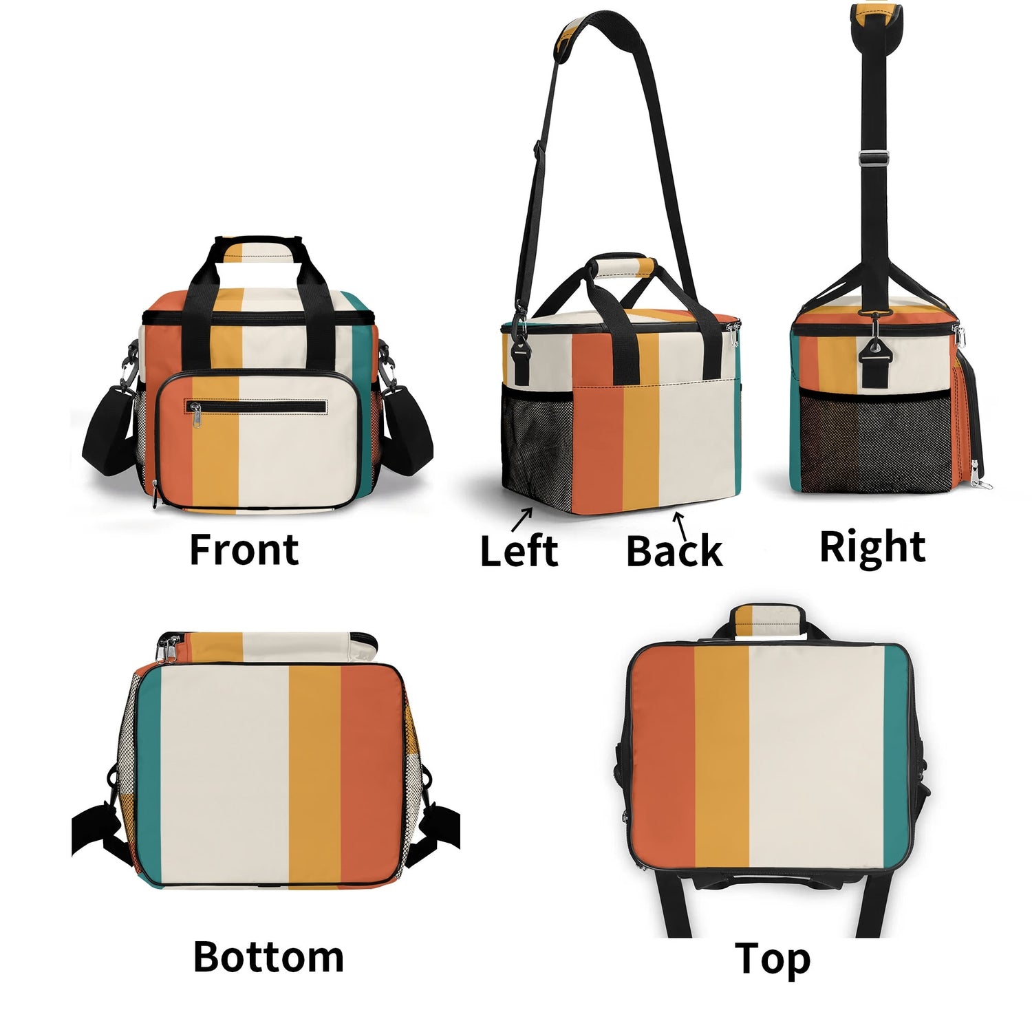 Mid Century Modern Minimalist Candy Corn Striped Retro Insulated Cooler Picnic Bag - Mid Century Modern Gal