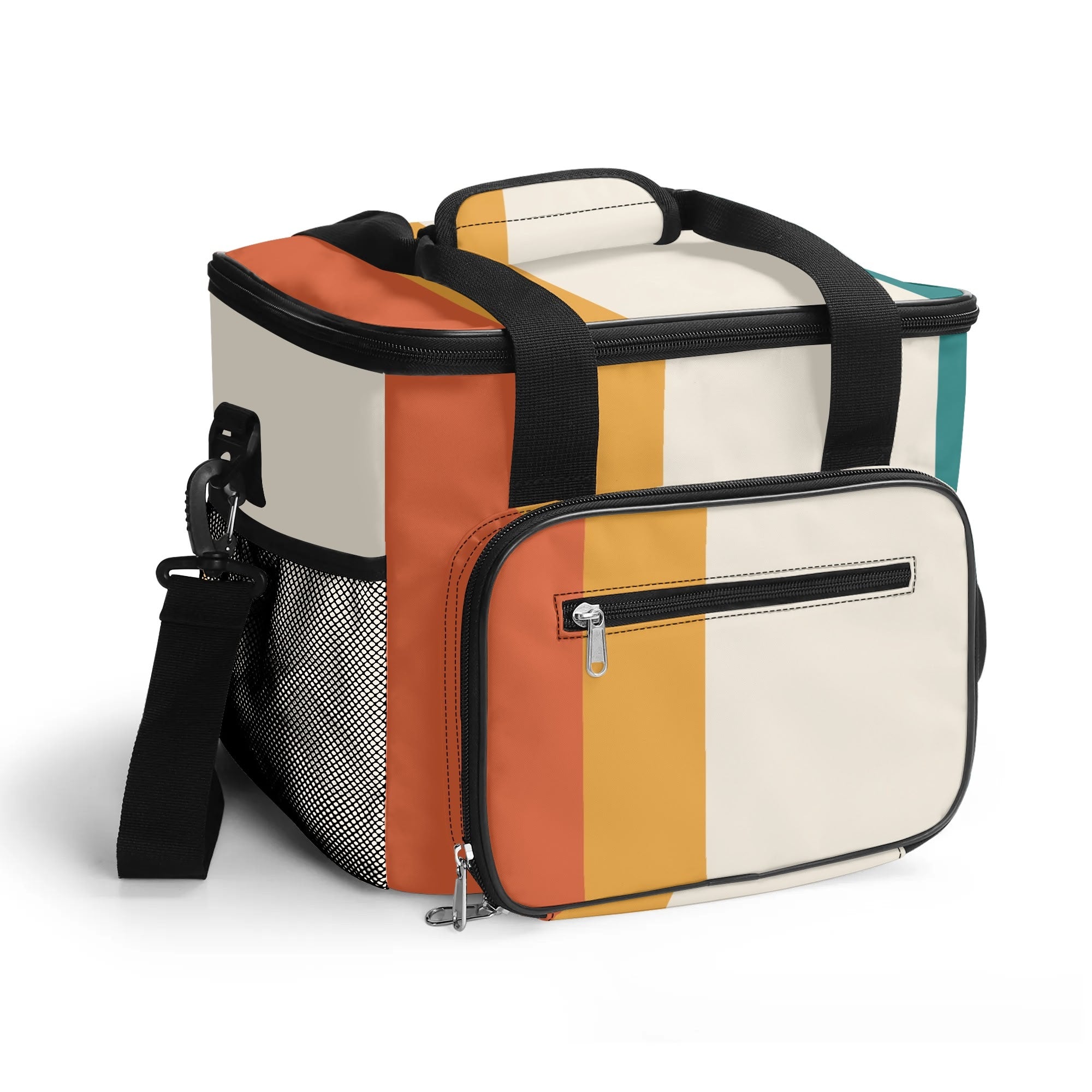 Mid Century Modern Minimalist Candy Corn Striped Retro Insulated Cooler Picnic Bag - Mid Century Modern Gal