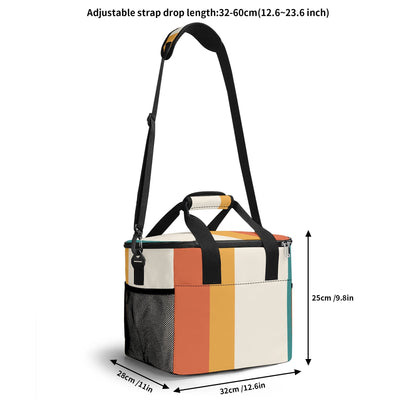 Mid Century Modern Minimalist Candy Corn Striped Retro Insulated Cooler Picnic Bag - Mid Century Modern Gal