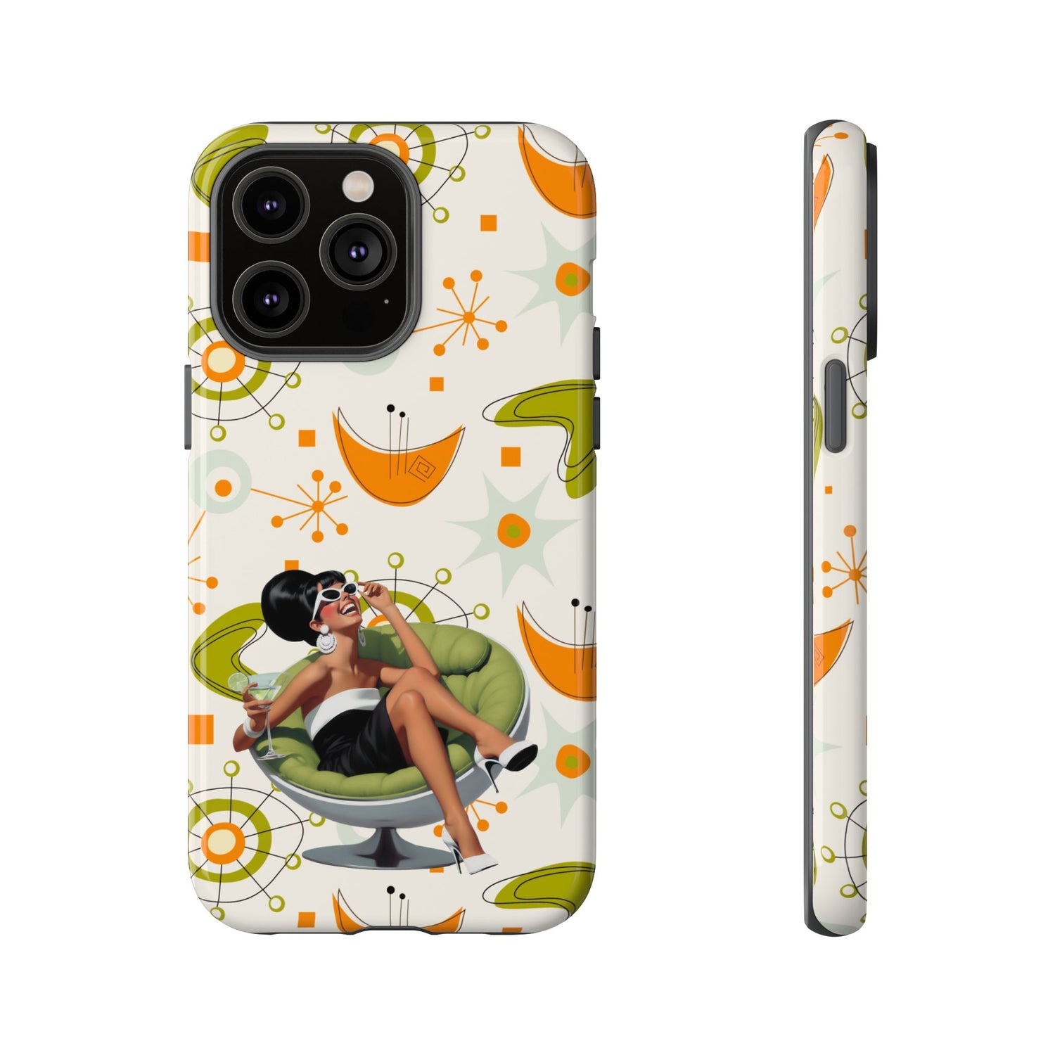 Mid Century Modern Atomic Starburst Mid Mod 60s Gal Retro Chic Tough Phone Case with Vintage Glamour Design - Mid Century Modern Gal