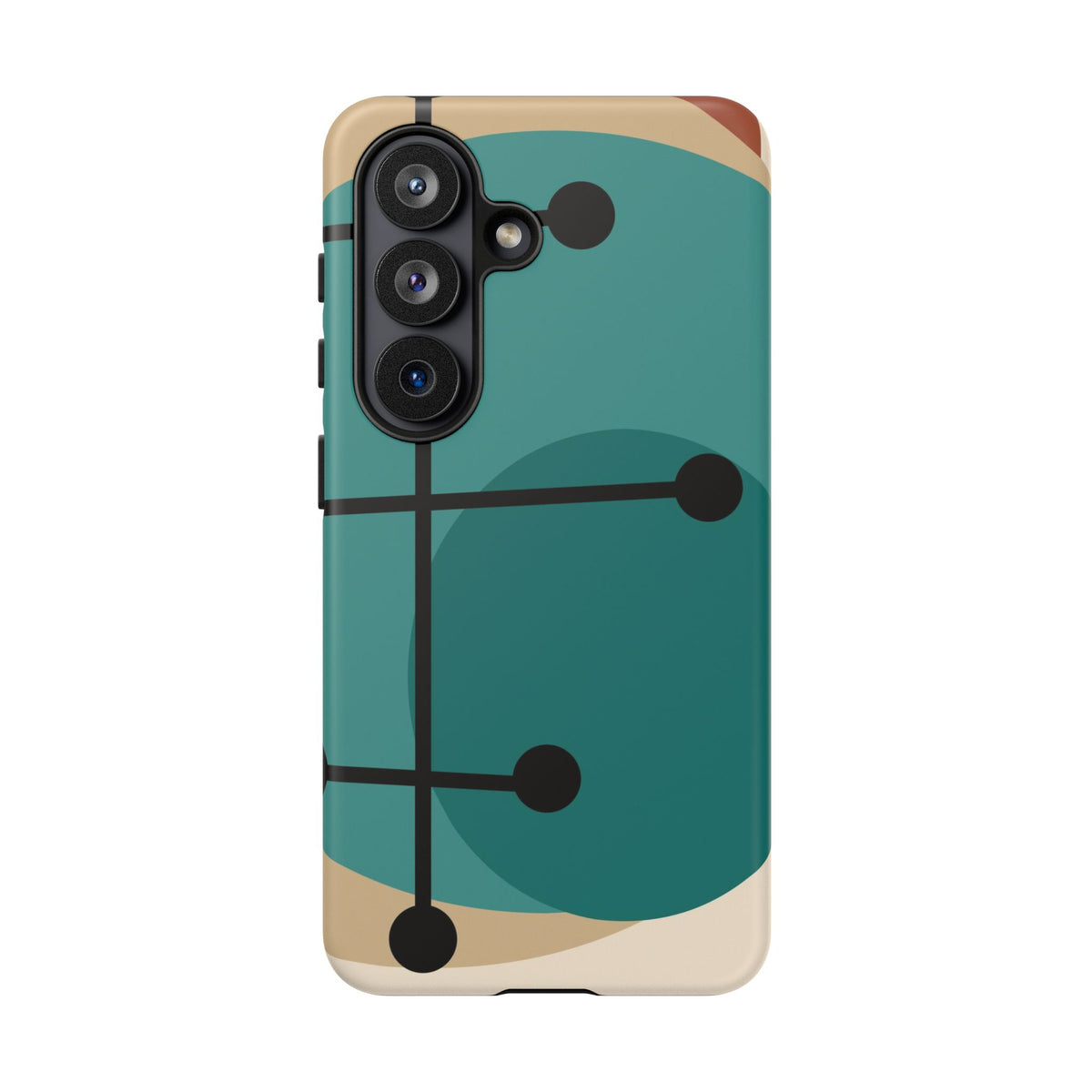 Mid Century Mod, Geometric, Retro Beige Teal Blue, Smart Phones Tough Phone Cases
