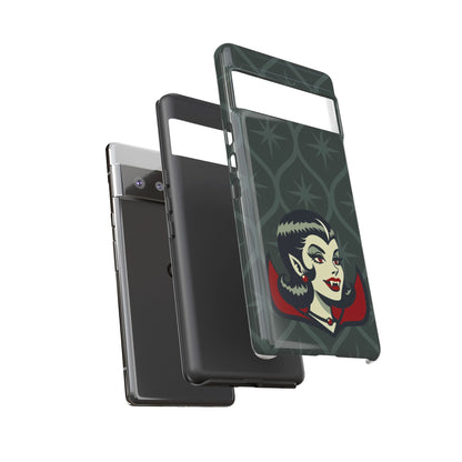 Vampire Dracula Girl Halloween Goth Horror Buff MCM Green Tough Phone Case