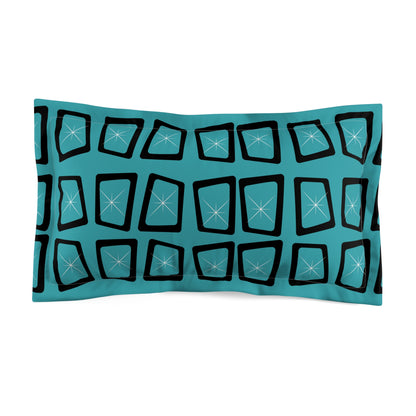 Mid Century Modern Teal Geometric Microfiber Pillow Sham - Stylish Bedding Decor - Mid Century Modern Gal
