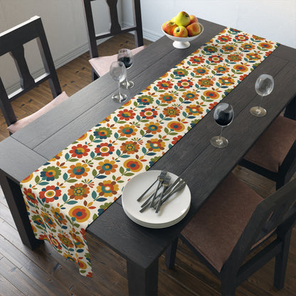 Mid Century Modern Scandinavian Floral Earth Tones Table Runner - Mid Century Modern Gal