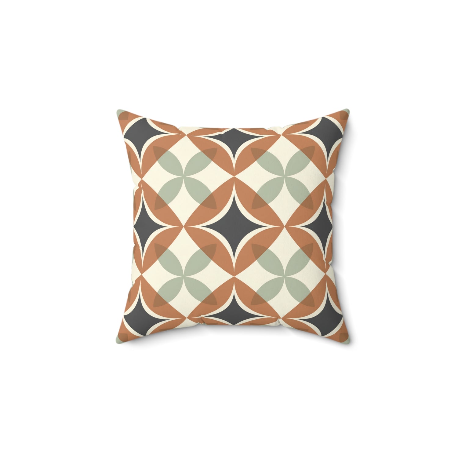 Mid Century Modern Interlocking Geometric, Terracotta Sage Charcoal Pillow Cover and Insert - Mid Century Modern Gal