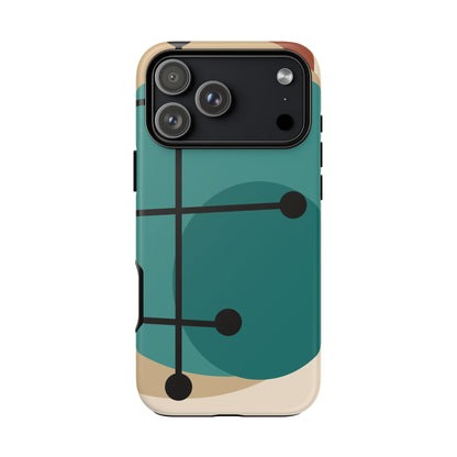 Mid Century Mod, Geometric, Retro Beige Teal Blue, Smart Phones Tough Phone Cases