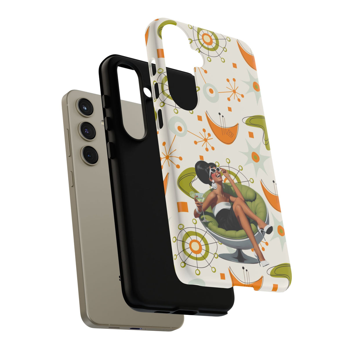 Mid Century Modern Atomic Starburst Mid Mod 60s Gal Retro Chic Tough Phone Case with Vintage Glamour Design
