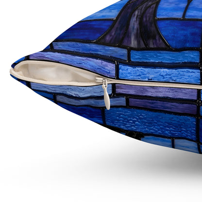 Halloween Stained Glass Inspired Night Sky Black Cat Pillow Cover and Insert - Mid Century Modern Gal