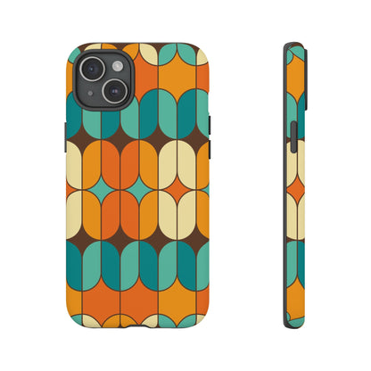 Mid Century Modern Orange, Teal Geometric Mod Designed Tough Phone Case