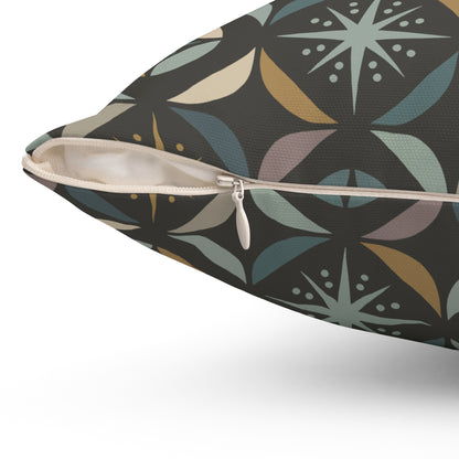 Mid Century Modern Elegant Gray Geometric Starburst Pillow Cover and Insert - Mid Century Modern Gal