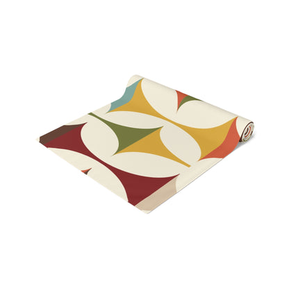 Mid Century Modern Table Runner, Retro Scandinavian Modern Danish Geometric Design, Green, Brown, Beige, Yellow, Teal, MCM - Mid Century Modern Gal