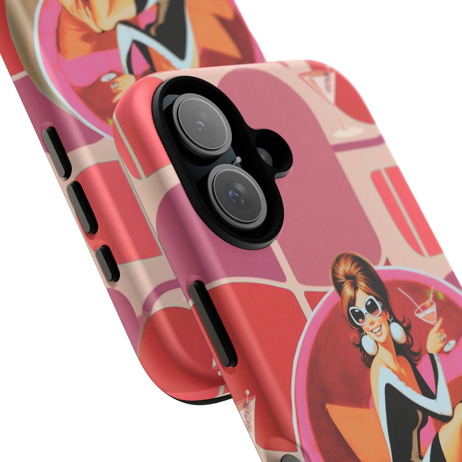 Mid Mod 60s Mod Gal, Kick Back Enjoy, Retro Chic Phone Case with Cocktail Design