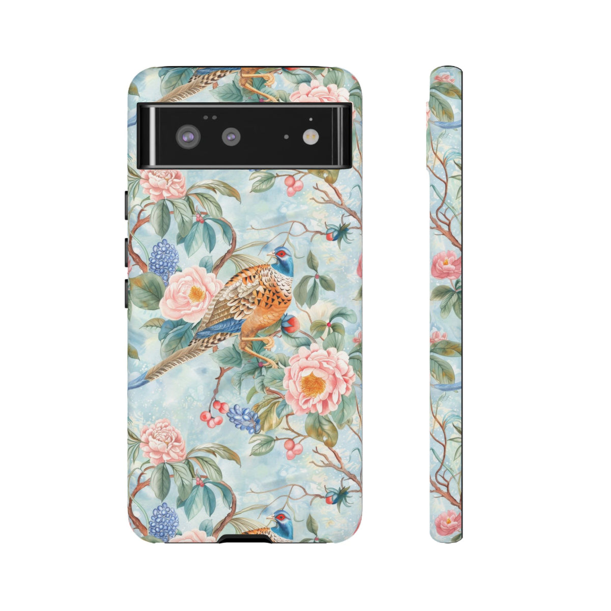 Chinoiserie Designed Floral Pheasant Phone Case with Bird Design