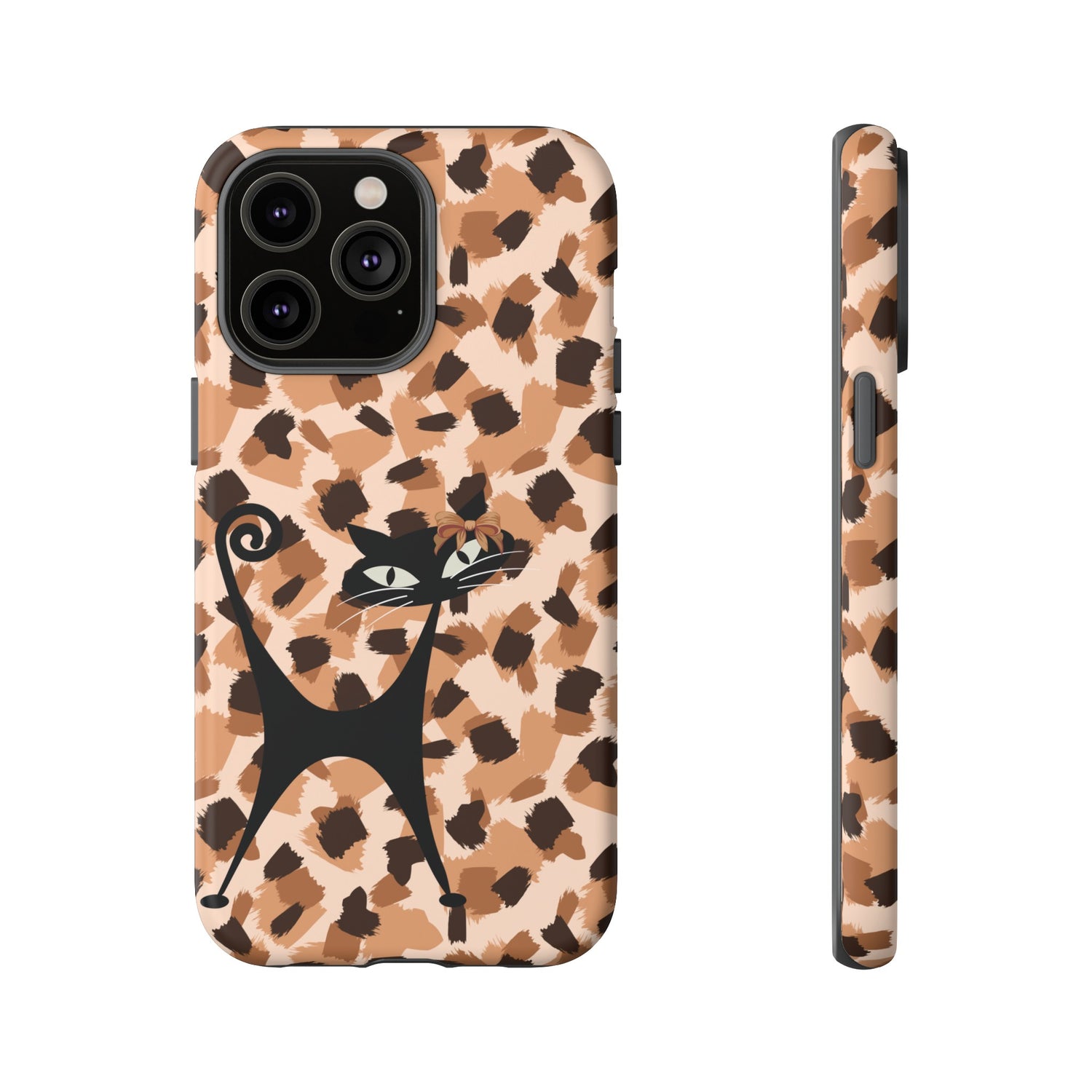 Mid Century Modern Atomic Cat, Animal Print Kitschy Trendy Smart Phone Tough Cases