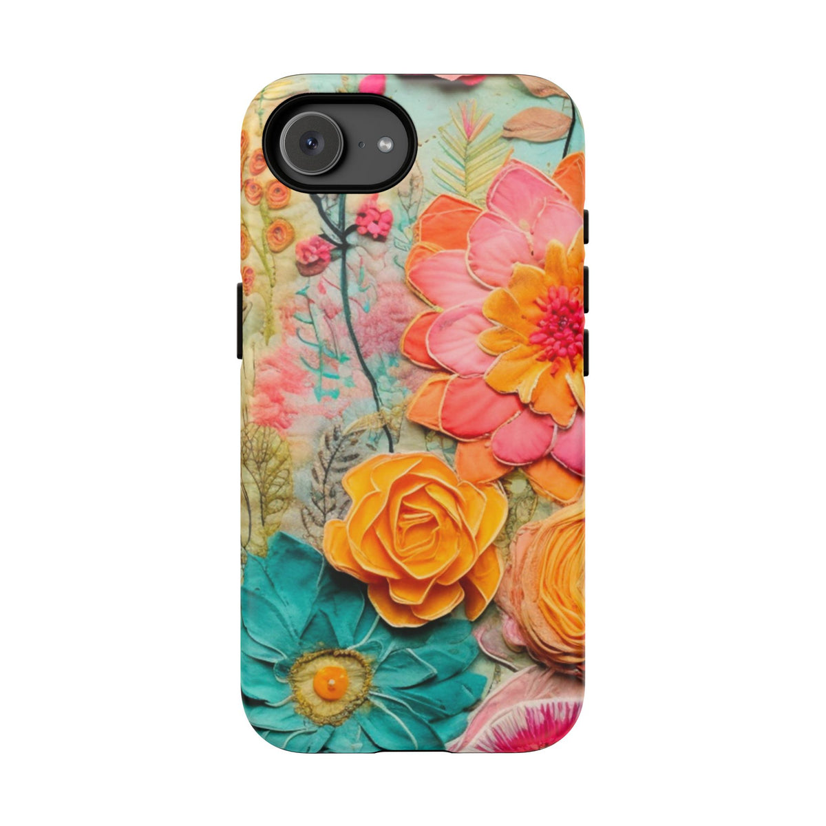 Boho Retro Floral Faux Pressed Flowers Smart Phone Tough Phone Cases