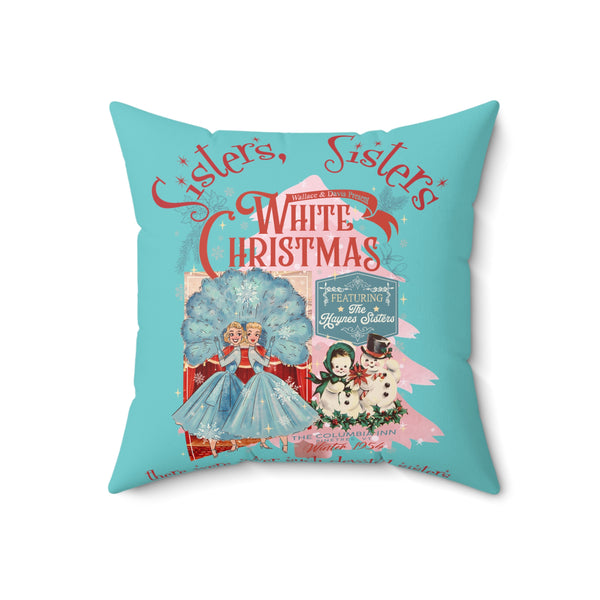 Sisters'  Sisters White Christmas Decorative Pillow - Vintage Holiday Home Decor