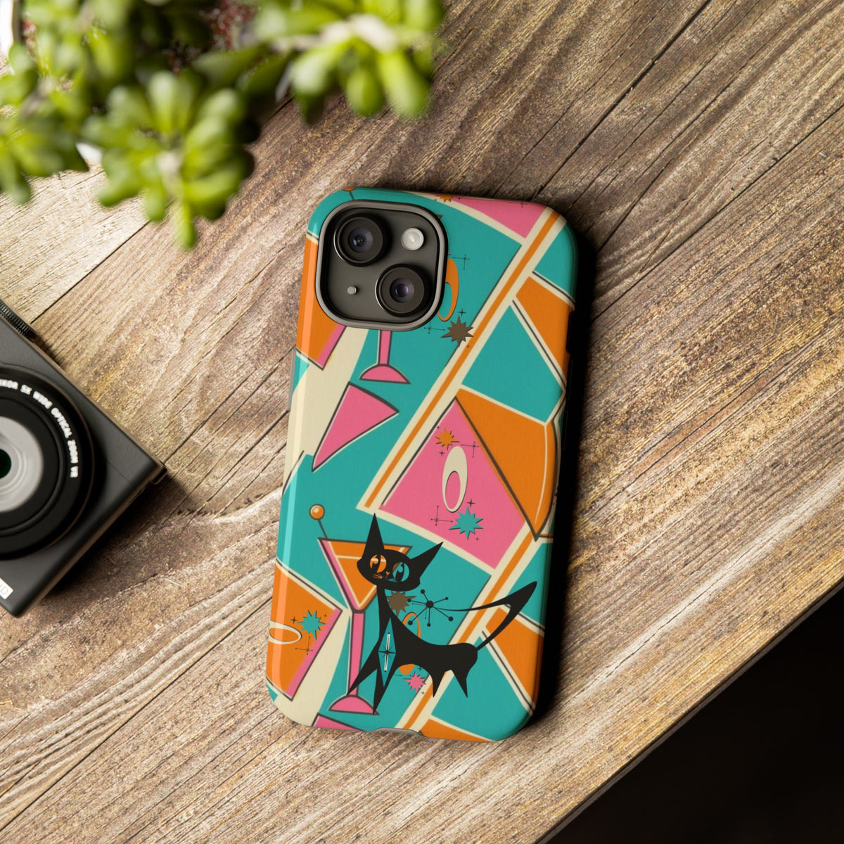 Atomic Cat Mid Mod Retro Cat Phone Case - Tough Cases for Stylish Cat Lovers