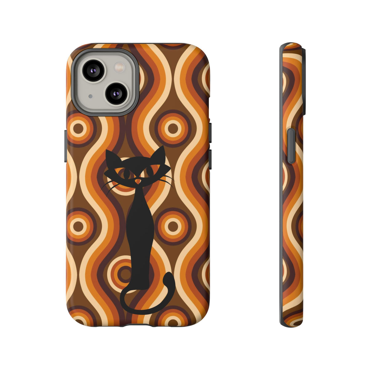 Retro Phone Case, Groovy Brown, Atomic Kitsch Cat Tough Smart Phone Cases