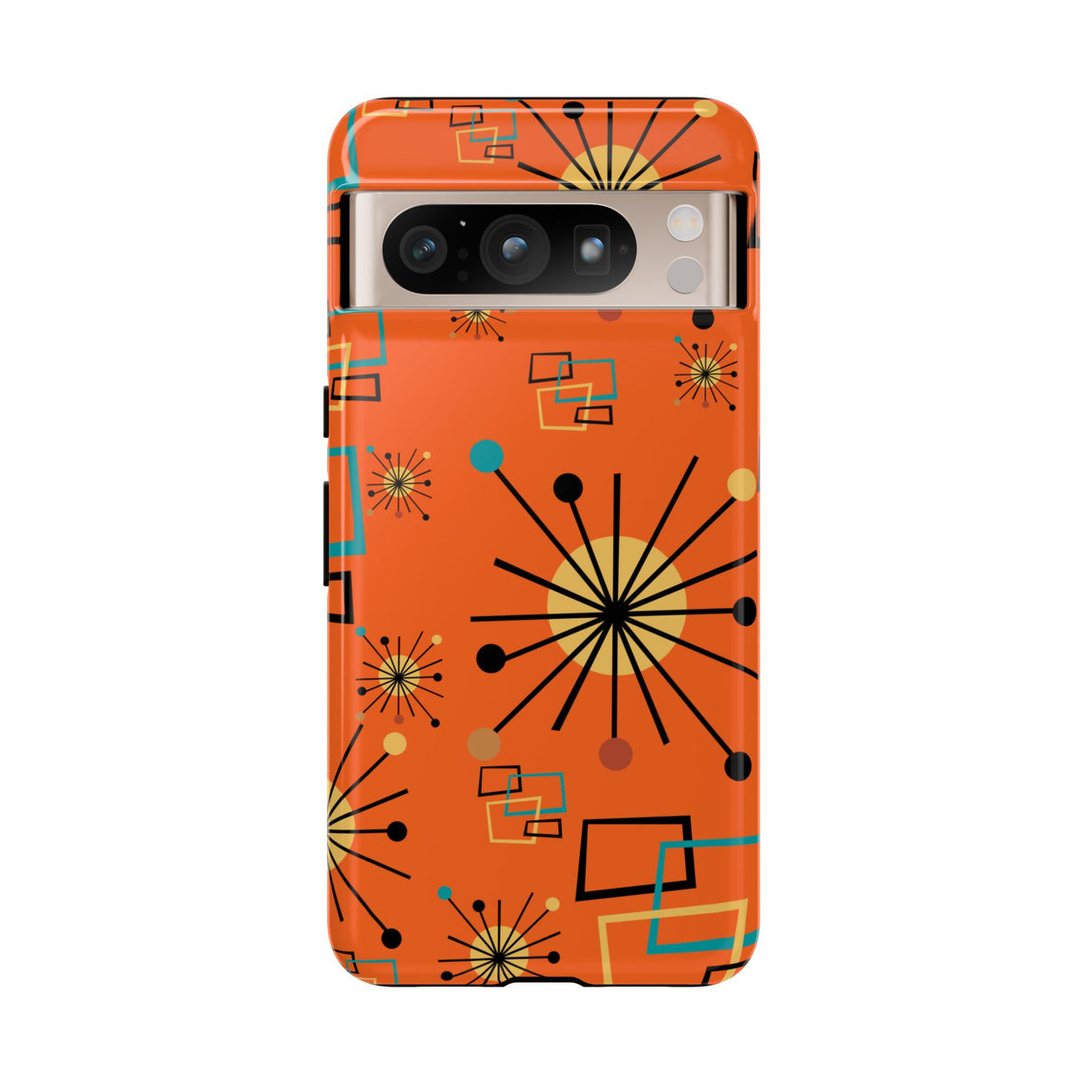 Mid Century Modern Sinatra Orange, Starburst, Geometric Funky Fun Tough Phone Case