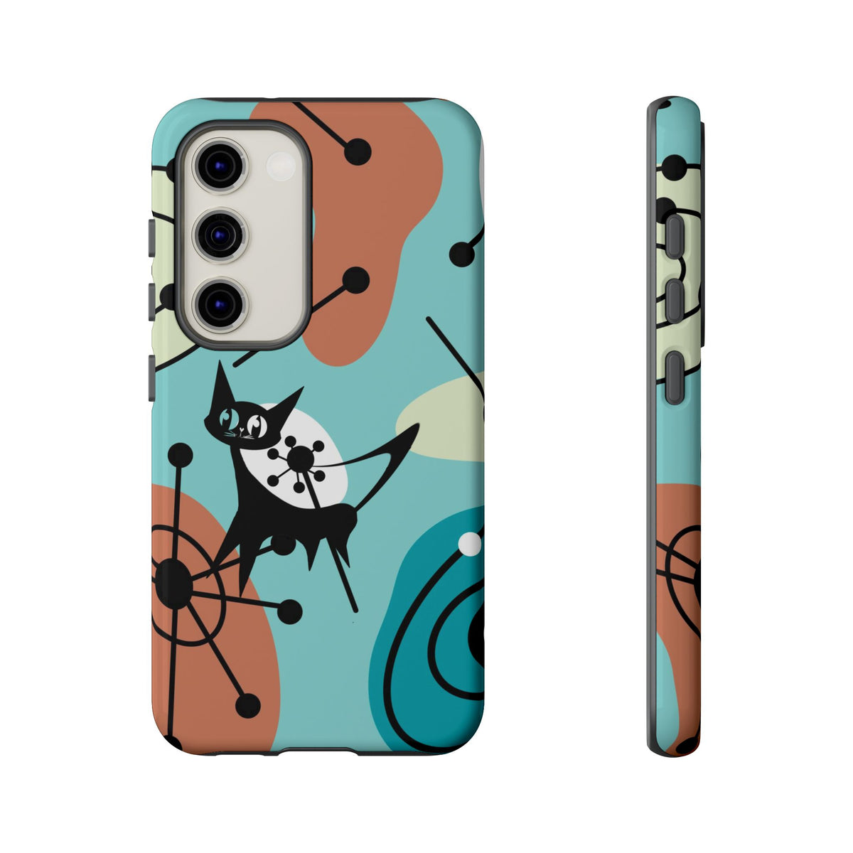Atomic Kittie, Mid Century Modern Geometric Amoeba Retro Smart PhoneTough Phone