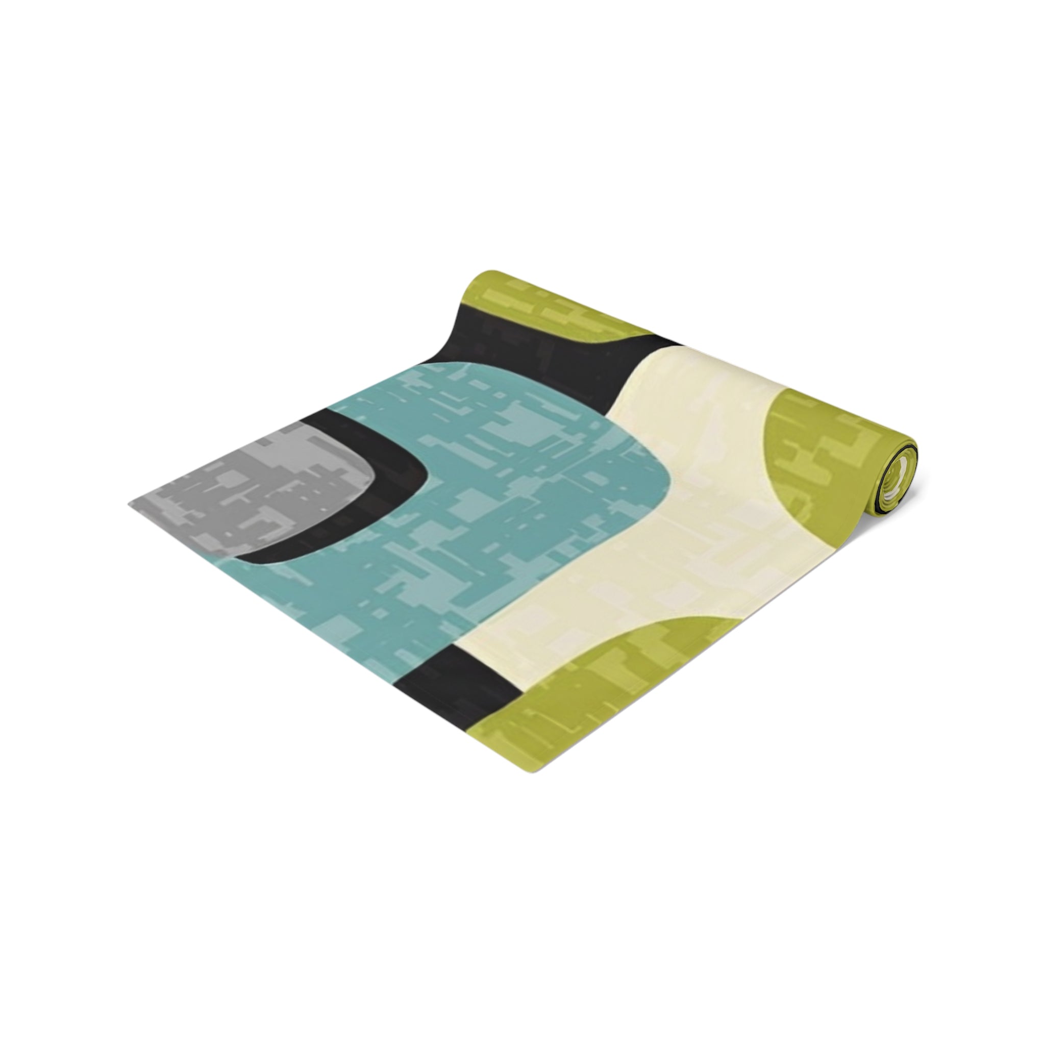Mid Century Modern Table Runner, Geo Pattern, Black, Gray, Green Aqua Mod Table Setting - Mid Century Modern Gal