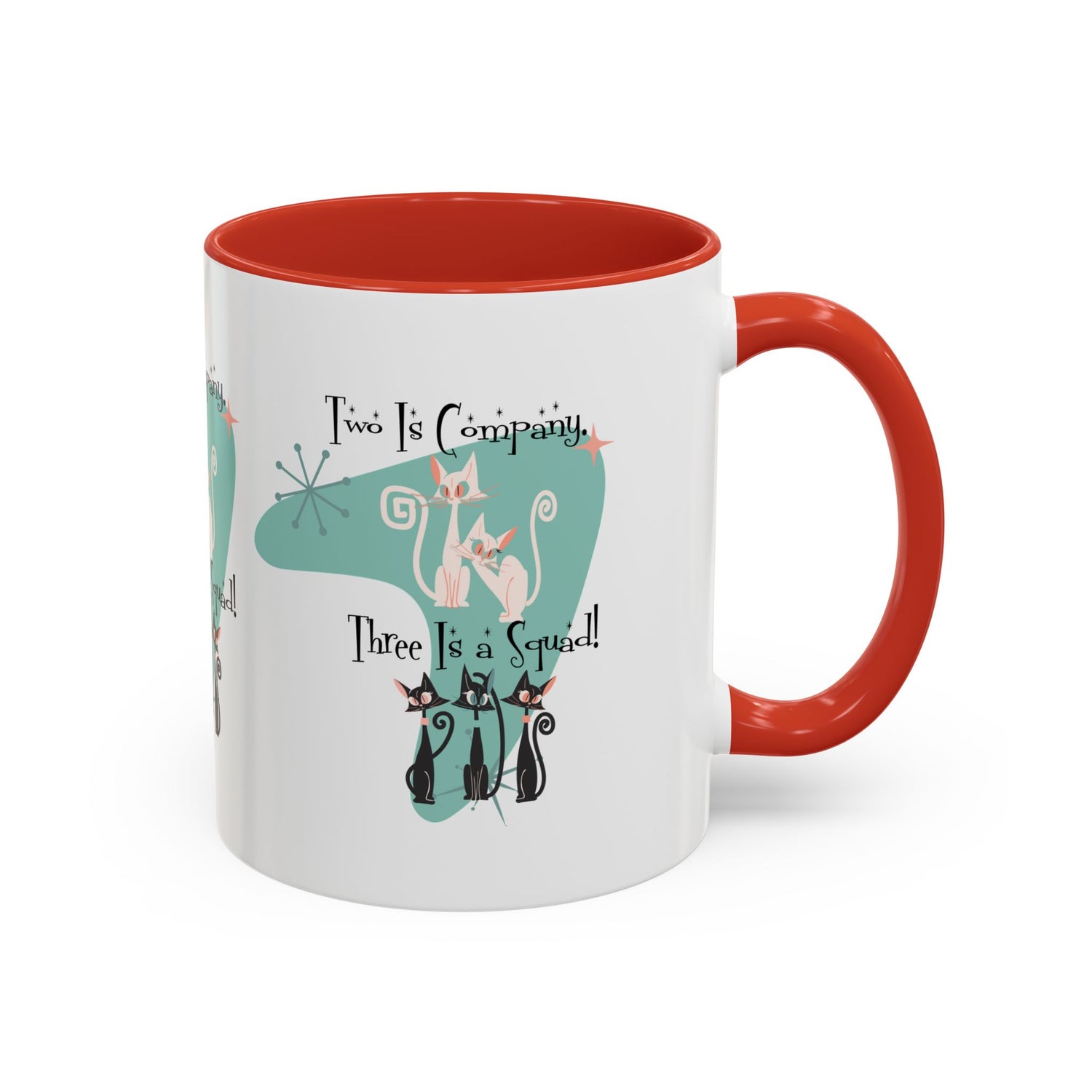 Atomic Cat Mug, Kitschy Cute Co-Worker, Best Mid Mod Charming Cat Coffee Mug - Mid Century Modern Gal