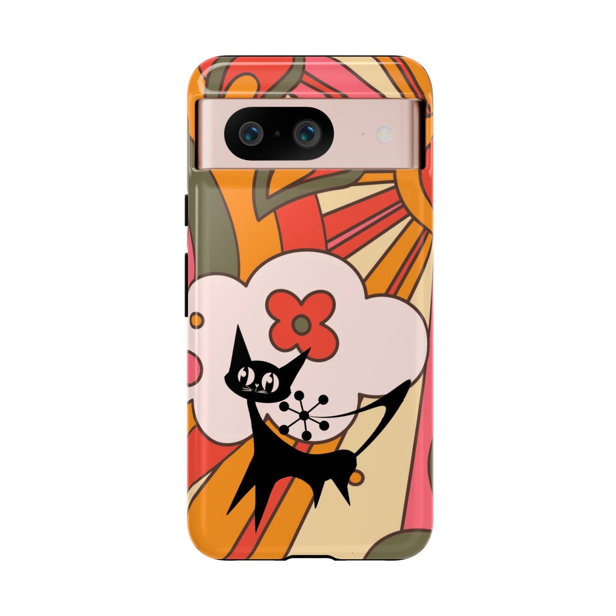 Atomic Cat, Retro Sunburst, Groovy Mod Smart Phone Tough Phone Cases