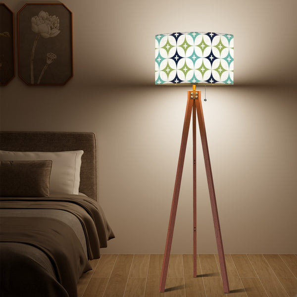 Atomic 50s Mid Century Modern Blue, Green, Aqua Mod Tripod Floor Lamp