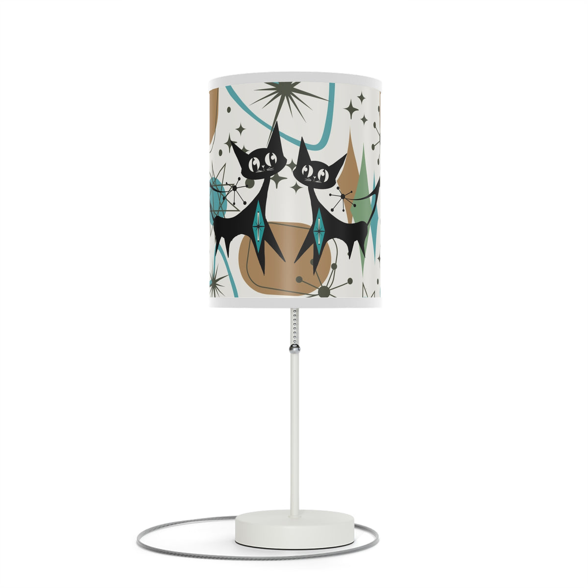 Mid Century Modern Table Lamp, Atomic Kitschy Cats, Starbursts Boomerang Themed Table Lamp - Mid Century Modern Gal
