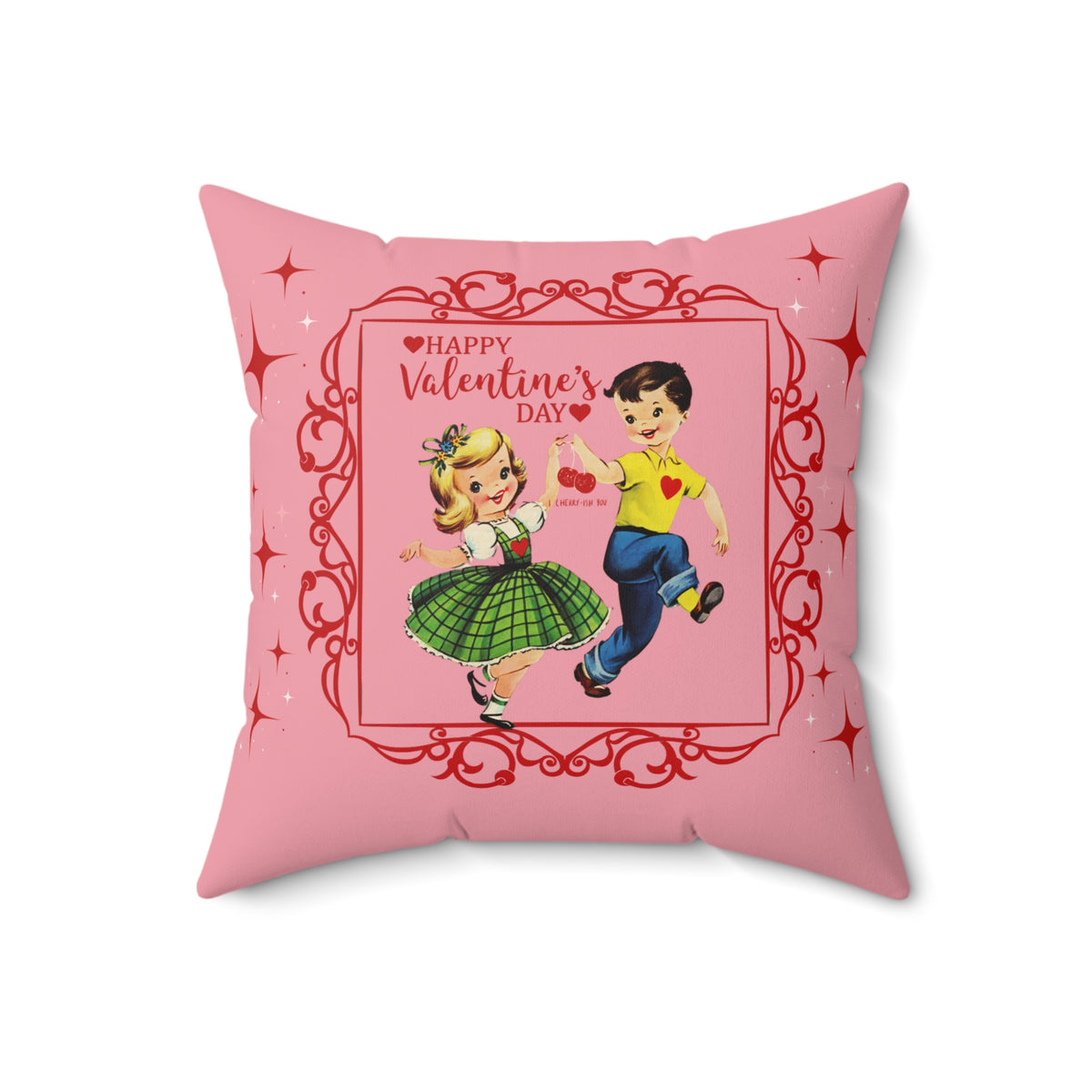 Vintage 50s Valentine's Day Card Pillow Decor - Happy Valentine's Day! - Mid Century Modern Gal