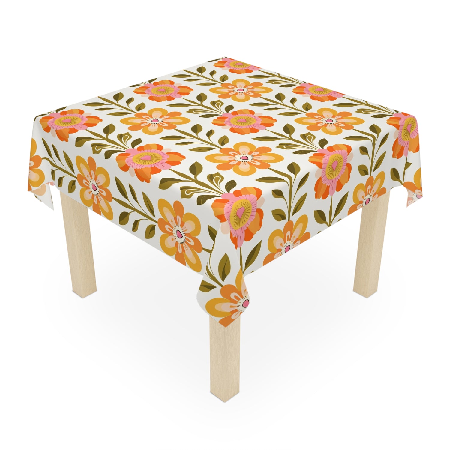 Scandinavian Floral Print Mid Century ModernTablecloth - Vintage Style for Kitchen &amp; Dining - Mid Century Modern Gal