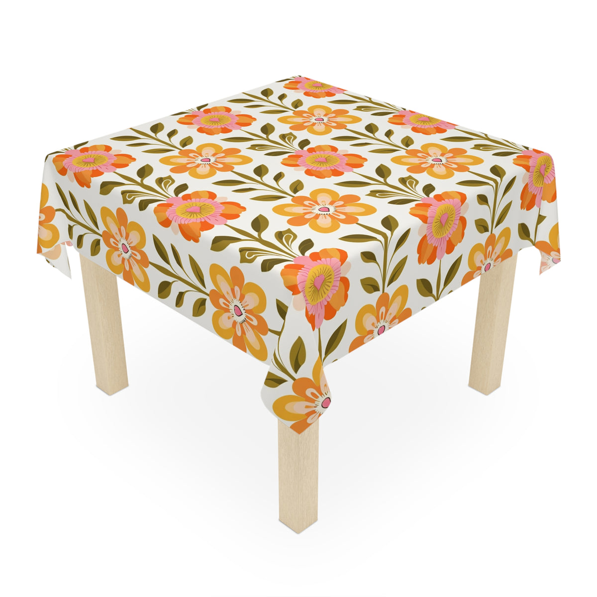 Scandinavian Floral Print Mid Century ModernTablecloth - Vintage Style for Kitchen & Dining - Mid Century Modern Gal
