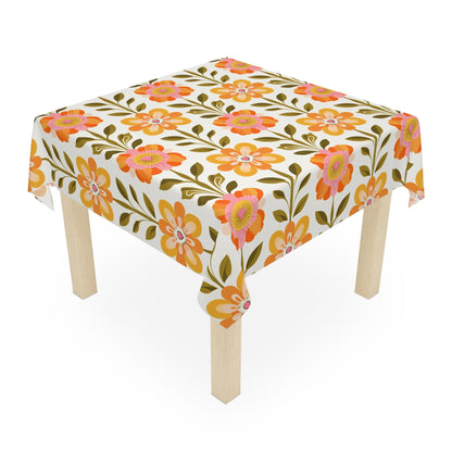 Scandinavian Floral Print Mid Century ModernTablecloth - Vintage Style for Kitchen &amp; Dining - Mid Century Modern Gal