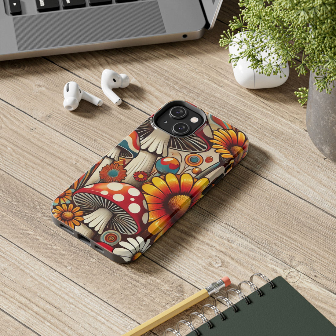 Bohemian Floral Mushroom Tough Phone Case - Trendy Protection for Nature Lovers - Mid Century Modern Gal