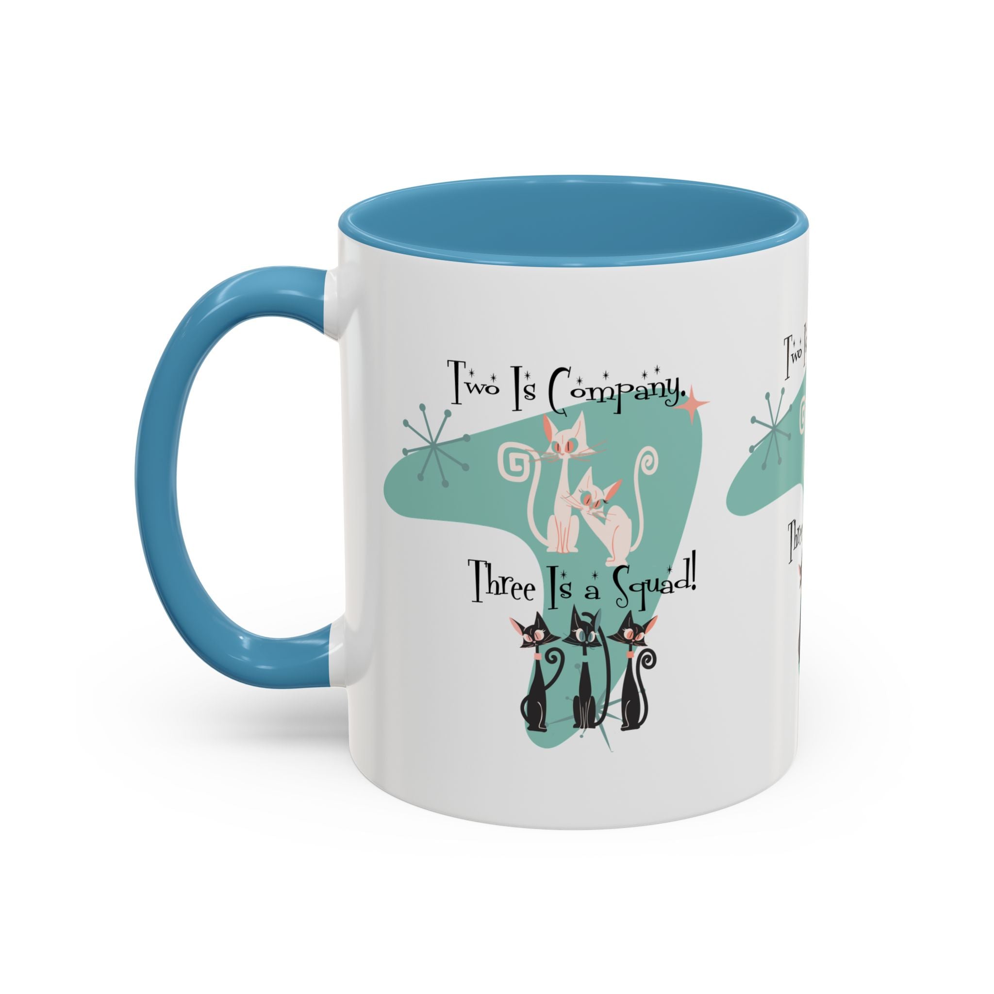 Atomic Cat Mug, Kitschy Cute Co-Worker, Best Mid Mod Charming Cat Coffee Mug - Mid Century Modern Gal