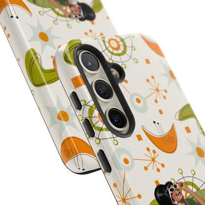 Mid Century Modern Atomic Starburst Mid Mod 60s Gal Retro Chic Tough Phone Case with Vintage Glamour Design
