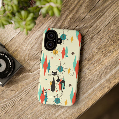 Atomic Kitty Cat, Mid Mod Franciscan Pattern, Kitsch Tough Phone Cases