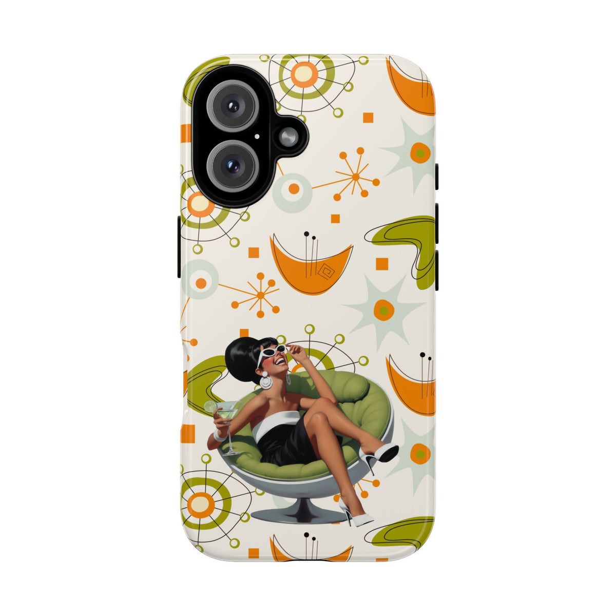 Mid Century Modern Atomic Starburst Mid Mod 60s Gal Retro Chic Tough Phone Case with Vintage Glamour Design - Mid Century Modern Gal