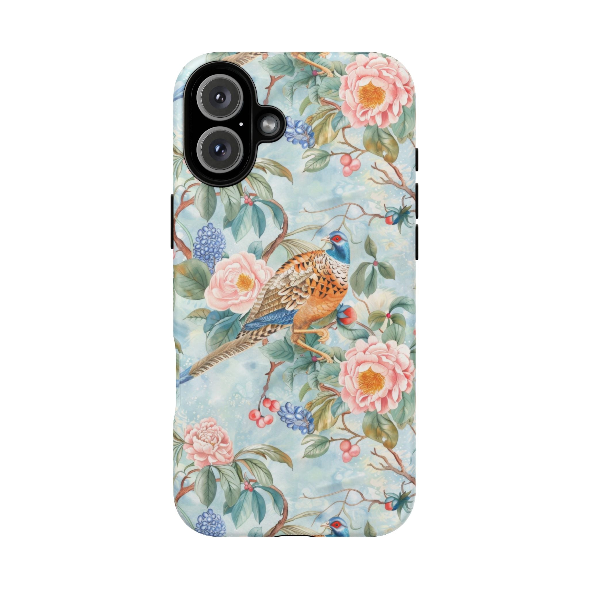 Chinoiserie Designed Floral Pheasant Phone Case with Bird Design