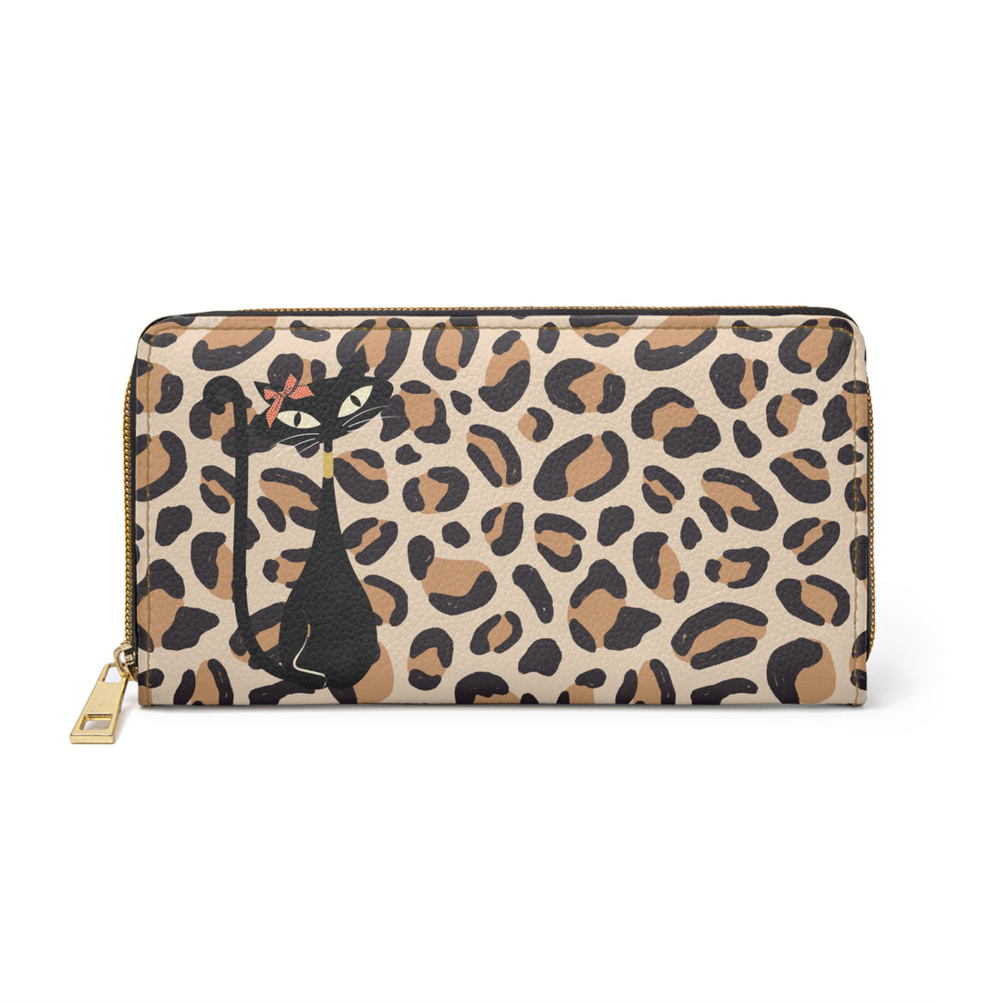 1950s Jungle Print Atomic Cat Mid Mod Zipper Wallet