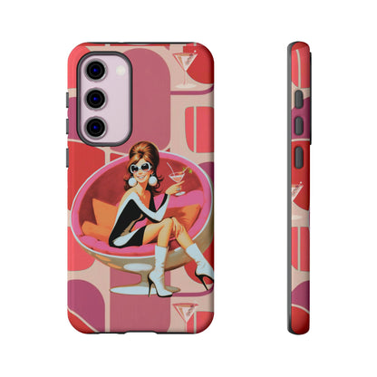 Mid Mod 60s Mod Gal, Kick Back Enjoy, Retro Chic Phone Case with Cocktail Design