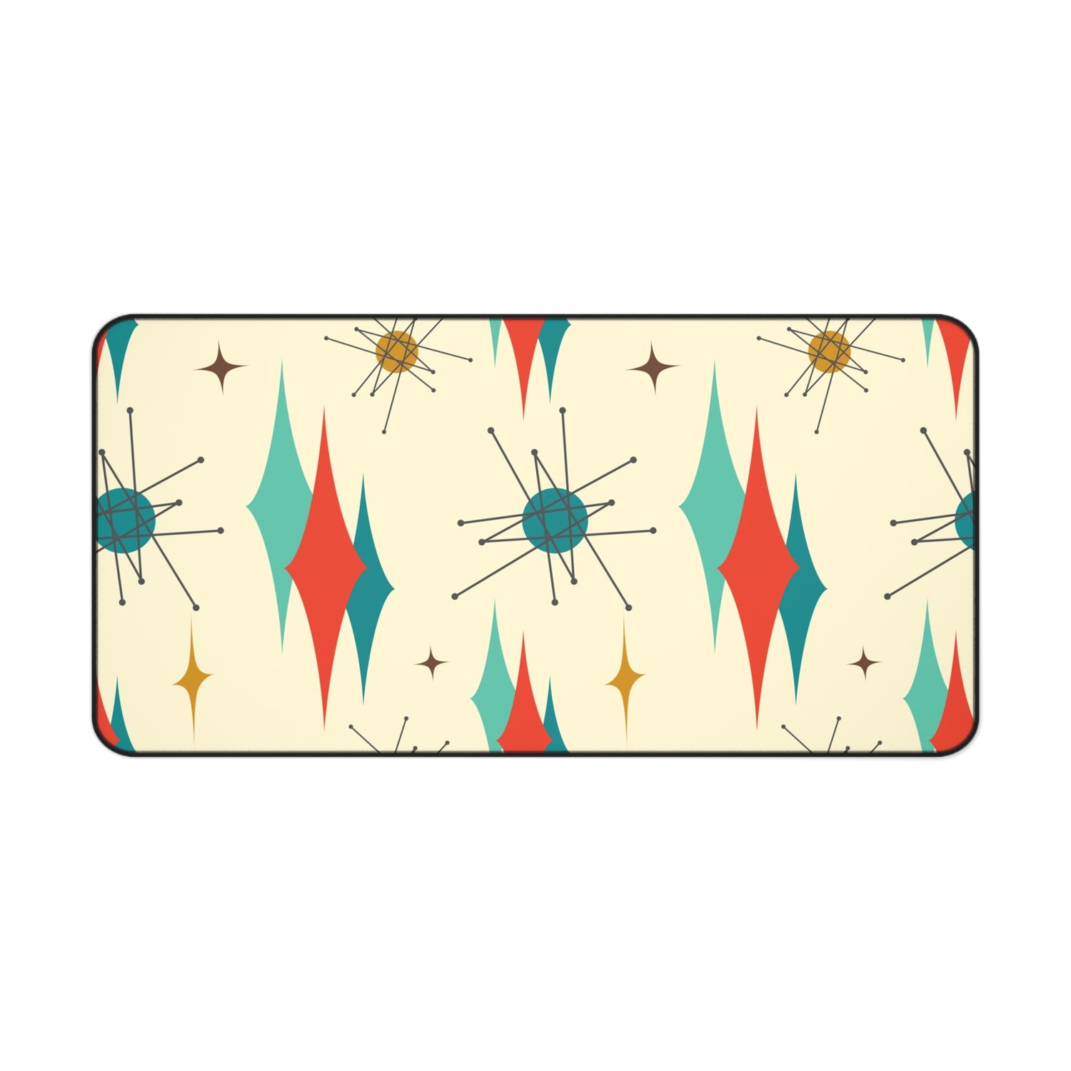 Franciscan Starburst Mid Century Modern Retro-Inspired Desk Mat with Geometric Print - Stylish Workspace Decor - Mid Century Modern Gal