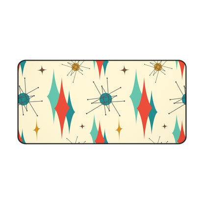 Franciscan Starburst Mid Century Modern Retro-Inspired Desk Mat with Geometric Print - Stylish Workspace Decor - Mid Century Modern Gal