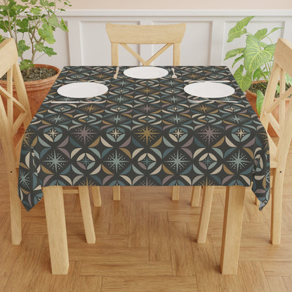 Mid Century Modern Elegant Gray Geometric Starburst Tablecloth - Mid Century Modern Gal