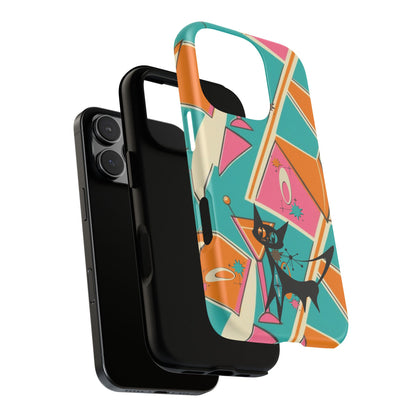 Atomic Cat Mid Mod Retro Cat Phone Case - Tough Cases for Stylish Cat Lovers