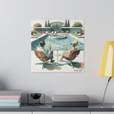 Palm Springs California, Pool, Cocktails, 50s Style Mid Century Modern Wall Art Canvas - Mid Century Modern Gal