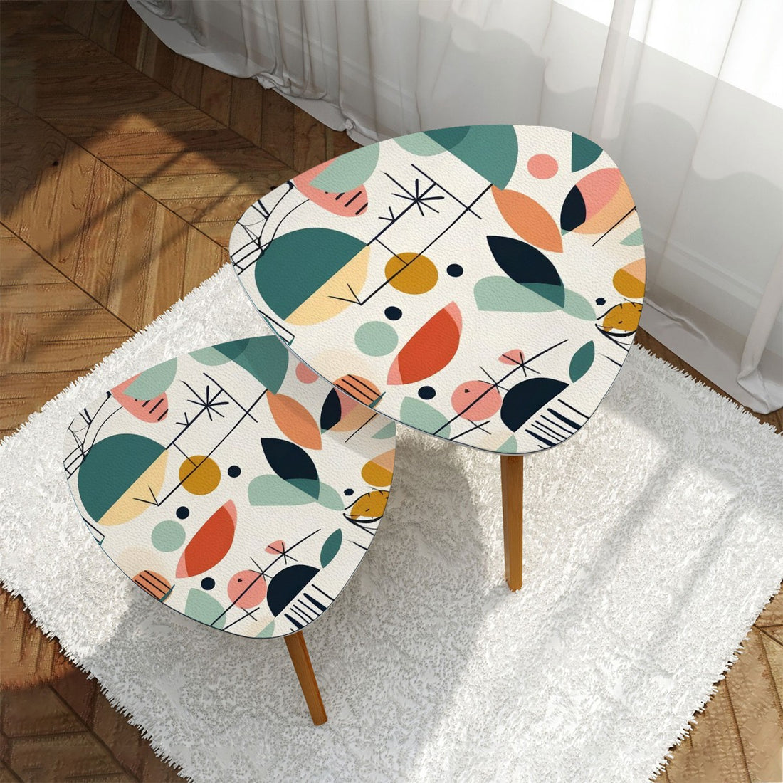 Mid Mod Geometric Scandi Designed Modern Danish Nesting Tables