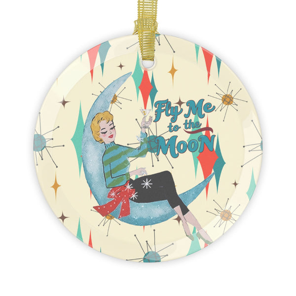 Mid Century Modern Christmas Vintage Glass Ornaments - 'Fly Me to the Moon' Holiday Decor