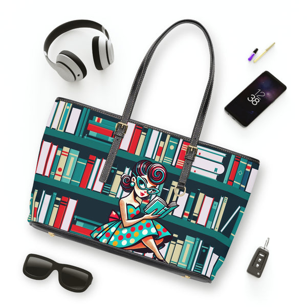 Book Lover Retro Gal Kitschy Shoulder Bag - Stylish Tote with Reading Design
